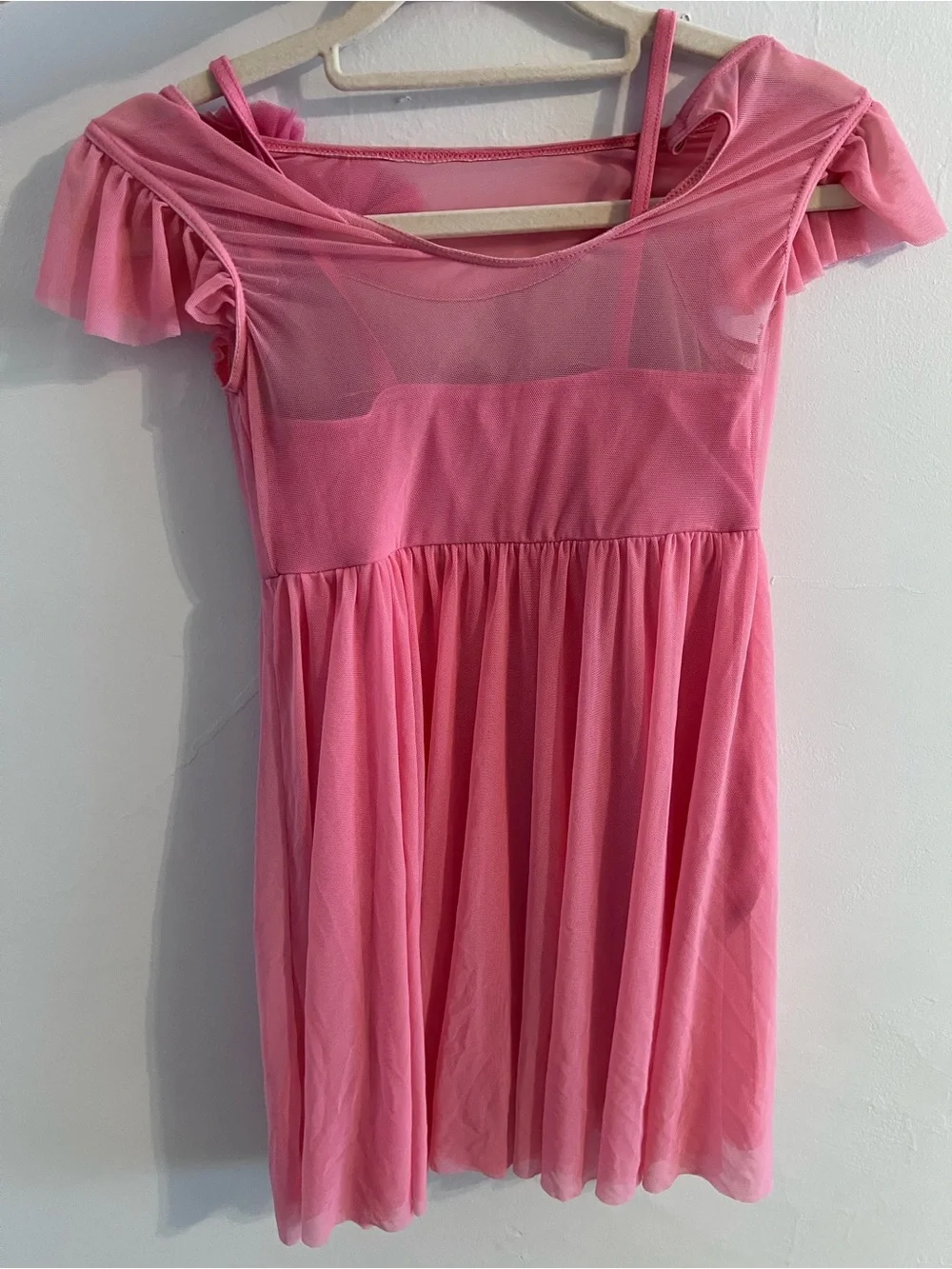 Weissman Pink Chiffon Dance Costume with Rosette Accent